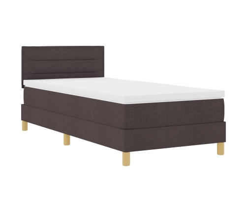 Cama con somier  con colchón marrón oscuro 100x200 cm Tela
