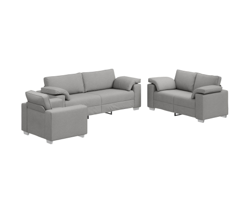Set de Sofá de 3 Piezas con Cojines de Tela Gris Nube