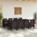 Conjunto de Comedor Jardín de 9 Piezas con Cojines Marrón Polirratán