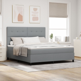 Cama con Box Spring  con Colchón Gris Claro Super King Tela