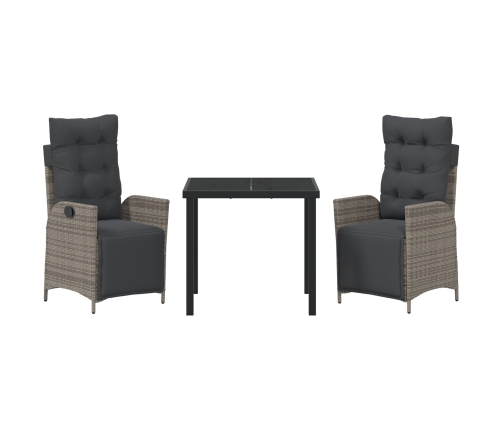 Conjunto de comedor de jardín de 3 piezas  Ratán Polipropileno Gris