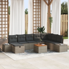 Juego de Sofá de Jardín  Conjunto de 9 Gris, Negro