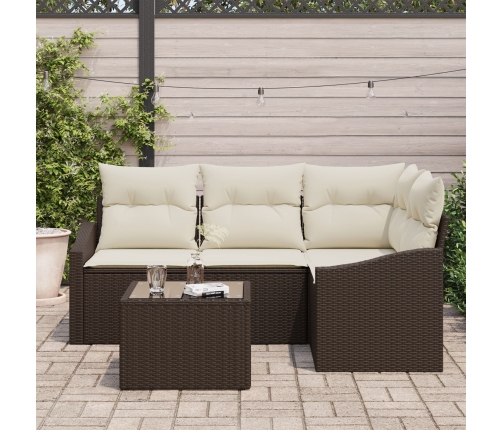 Set de Sofás de Jardín de 4 Piezas con Cojines Gris Poli Ratán