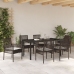 Juego de Comedor de Jardín de 7 Piezas con Cojines Marrón Poliratán