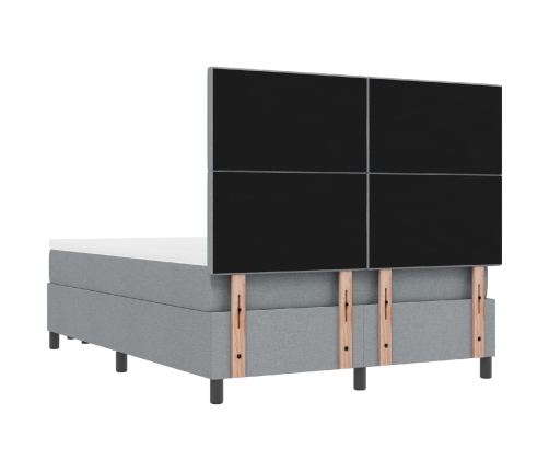 Cama con Somier  con Colchón y Banco Gris Claro 140x200 cm Tela