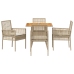 Conjunto de Comedor de Jardín  de 5 Piezas con Cojines Beige Polirratán