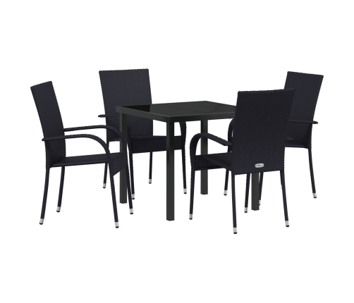 Juego de Comedor de Jardín de 5 Piezas Negro de Ratán de Polietileno
