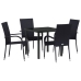 Juego de Comedor de Jardín de 5 Piezas Negro de Ratán de Polietileno