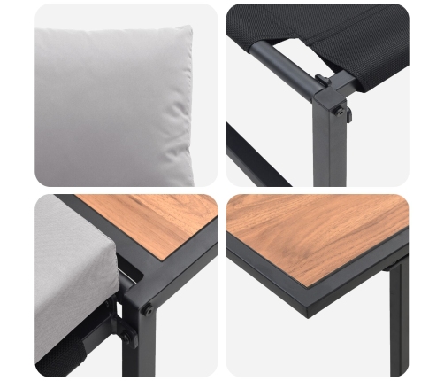 Conjunto de Comedor de Jardín de 2 Piezas Silla Individual con Cojines Gris Claro