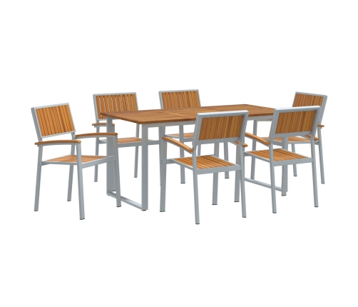 Juego de comedor de jardín Juego de 7 Gris, Marrón
