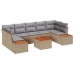 Conjunto de Sofá de Jardín  de 8 Piezas con Cojines Beige Poliratán Acacia