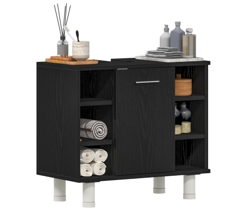 Cabinet de baño  Negro Roble 60x32x54 cm Madera Ingenierizada