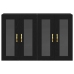 Gabinete Montado en la Pared Set de 2 Roble Negro Madera, Vidrio