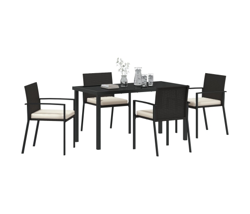 Conjunto de Comedor de Jardín  de 5 Piezas en Negro de Poliratán