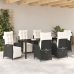 Juego de Comedor de Jardín de 7 Piezas Rattan Poliéster Negro