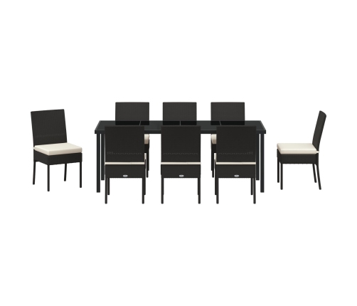 Set de Comedor de Jardín  de 9 Piezas Negro Poliratán