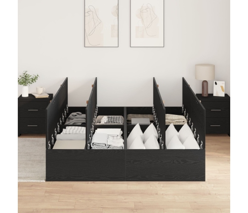 Cama con Almacenamiento  Roble negro Madera compuesta Completa/Doble