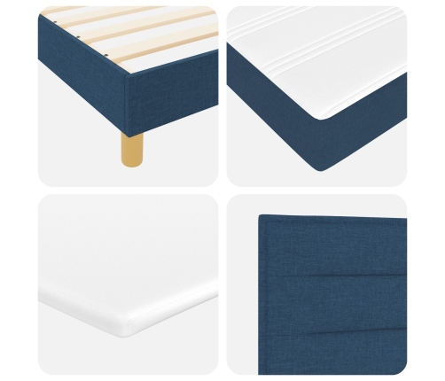 Cama Box Spring con Colchón & LED Azul 140x190 cm Tela