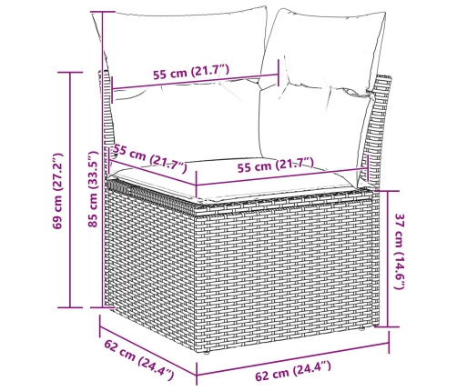Conjunto de Sofá de Jardín de 11 Piezas con Cojines Beige Rattan Acacia