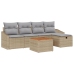Conjunto de Sofás de Jardín  Set de 6 Gris, Beige Ratán, Tela