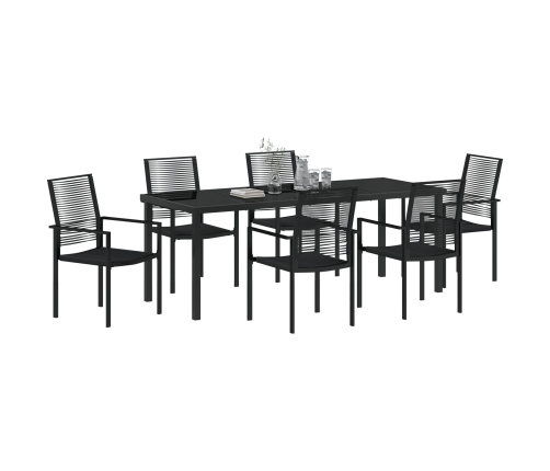 Juego de Comedor de Jardín de 7 Piezas  Negro Ratán de PVC