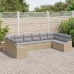 Conjunto de Sofá de Jardín de 10 Piezas con Cojines Beige Ratán Poliéster