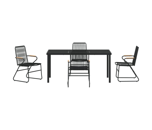 Juego de Comedor Jardín  de 5 Piezas Negro Ratán PVC