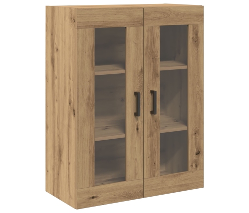 Gabinete Suspendido con Puertas de Vidrio Roble Artesanal 69.5x34x90 cm