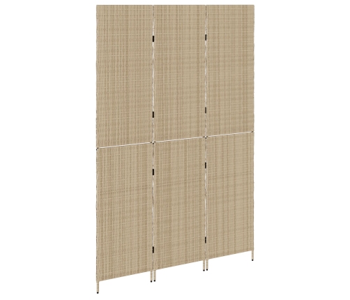 Divisor de habitación  3 paneles plegable beige 146x200 cm de poliratán