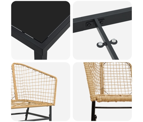 Conjunto de Comedor de Jardín de 9 Piezas Marrón Poliratán