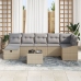 Conjunto de Sofá de Jardín de 8 Piezas con Cojines Beige de Ratán Sintético