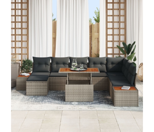 Set de Sofás Jardín  Conjunto de 9 Gris Ratán
