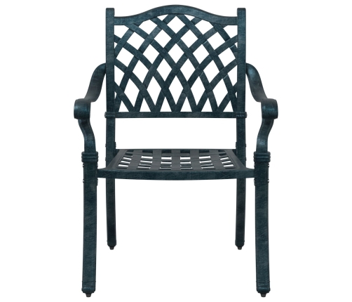 Conjunto de Comedor de Jardín de 5 Piezas  en Verde de Aluminio Fundido