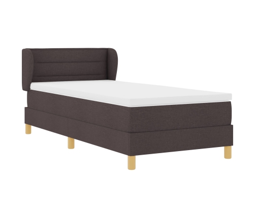 Cama Box Spring  con Colchón Marrón Oscuro 100x200 cm Tela