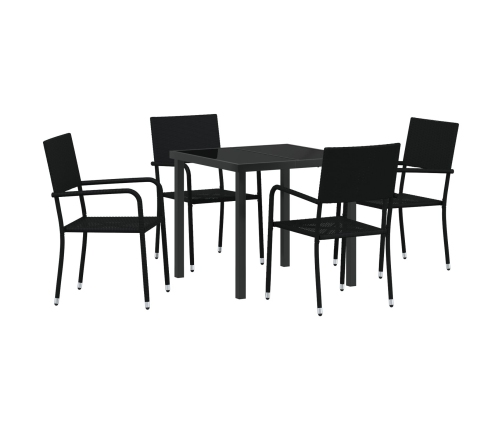 Set de Comedor de Jardín  de 5 Piezas Negro Poliratán