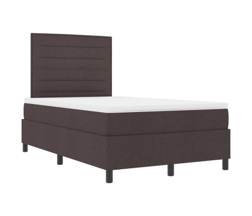 Cama con muelles y colchón Marrón oscuro 120x200 cm Tela