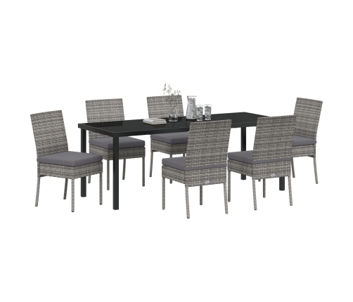 Conjunto de Comedor de Jardín  de 7 Piezas Gris Poliratán