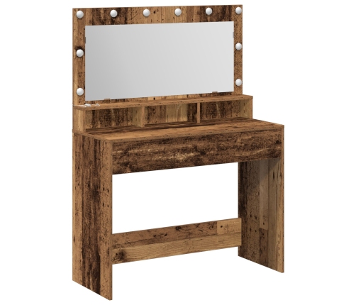 Mesa de Tocador con Luces LED - Madera Vintage - 100x41x135 cm