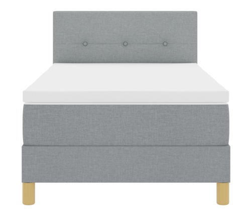 Cama con base  con colchón y LED gris claro 100x200 cm tela