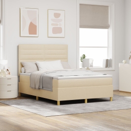 Cama con Somier y Colchón Crema 140x200 cm Tela