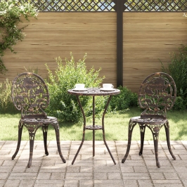 Set de Bistro de Jardín de 3 Piezas  Bronce de Aluminio Fundido