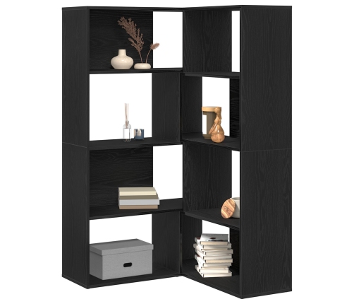 Armario Esquinero  Negro Roble 140x30x140 cm Madera Elaborada