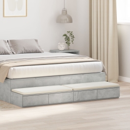 Mesa de Noche Gris Concreto Madera Elaborada 150 x 36.5 x 16.5 cm