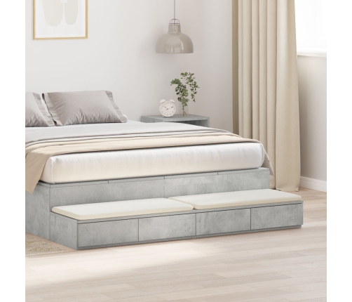 Mesa de Noche Gris Concreto Madera Elaborada 150 x 36.5 x 16.5 cm