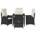 Set de Comedor de Jardín de 5 piezas con Cojines de Poliratán Negro
