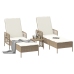Conjunto de Tumbonas  Set de 3 Beige y Crema Ratán de PE, metal