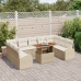 Juego de comedor de jardín de 10 piezas con cojines Beige Polirratán Acacia