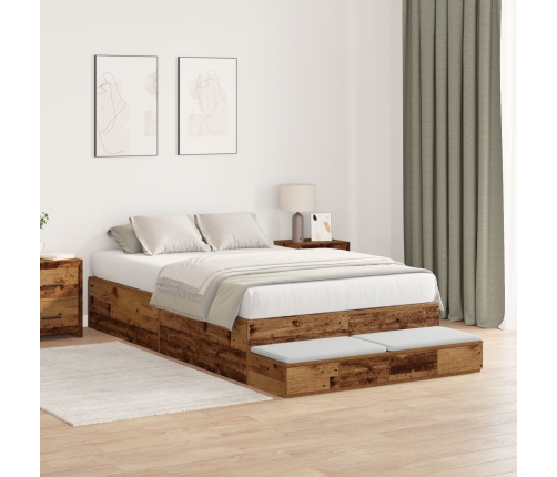 Cama con almacenamiento  Madera antigua Madera maciza 120 x 190 cm