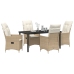 Set de Comedor de Jardín de 5 Piezas con Cojines Beige Rattán Poliéster