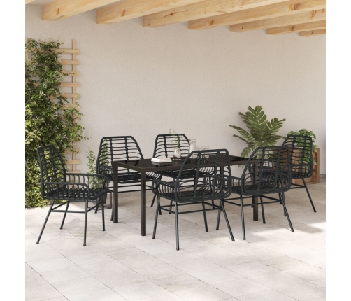 Juego de Comedor de Jardín de 7 Piezas Negro Poliratán